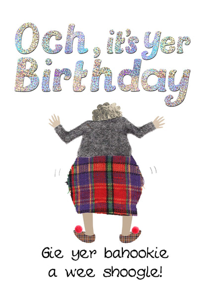 Scottish Tartan Birthday Card  Gie Yer Bahookie