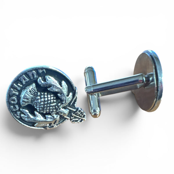 Scottish Thistle Round Cufflinks Made in Scotland 