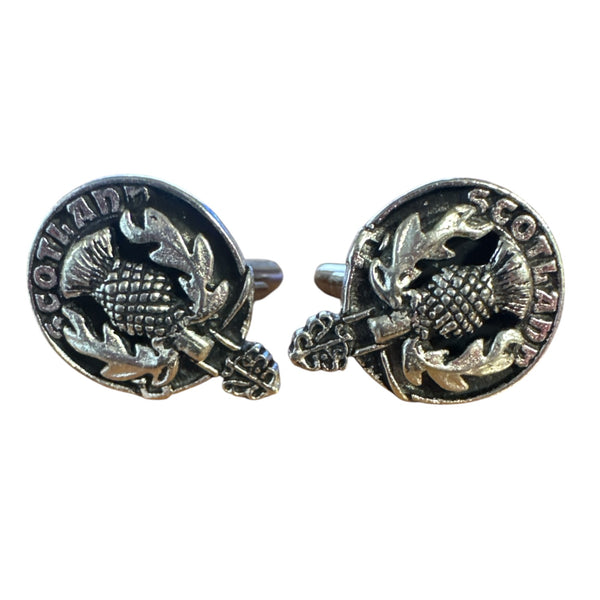 Scottish Thistle Round Cufflinks Made in Scotland 