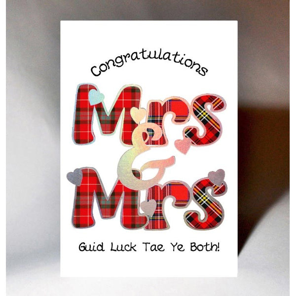 Scottish Wedding Card Mrs & Mrs 