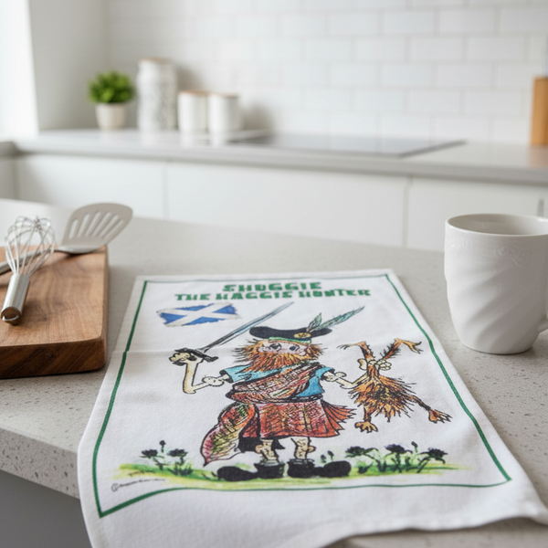 Shuggie haggis scottish tea towel