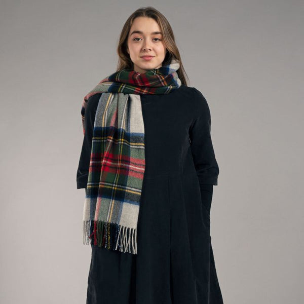 Silver Stewart Lambswool Tartan Stole 
