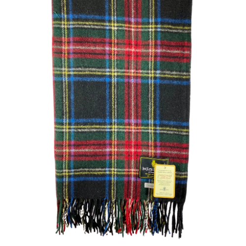 Stewart Black Tartan Knee Wool Blanket