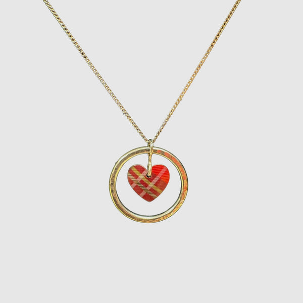 Tartan Heart Circle Pendant