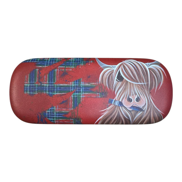 Tartan Paint Highland Cow Glasses Case
