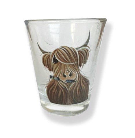 Tartan Paint Highland Cow Shot Glass
