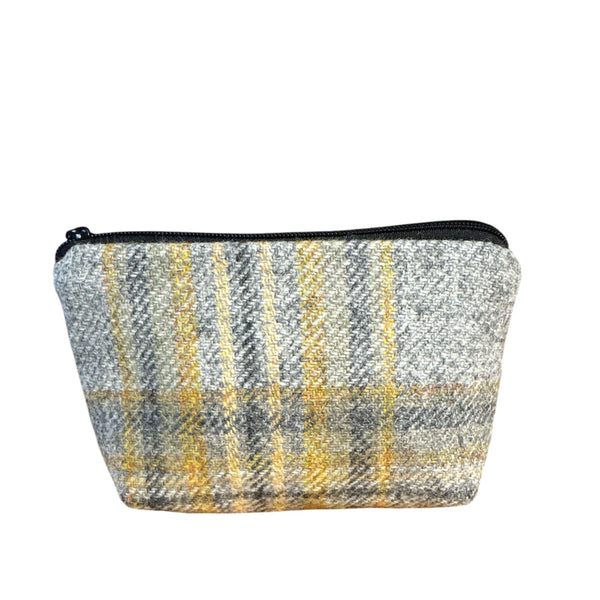 Tweed Change or card Purse Yellow Grey