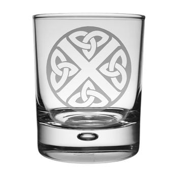 Clear whisky glass with Celtic Saltire design by Art Pewter