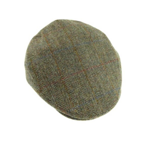 harris tweed green herringbone cap