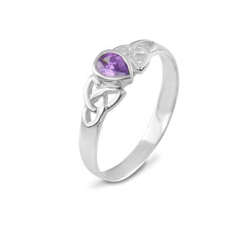 Celtic Silver Plated Ring with Amethyst colour stone 9605