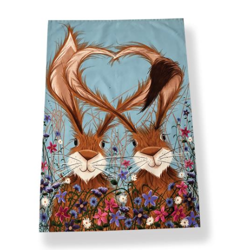 Hares in Love Tea Towel