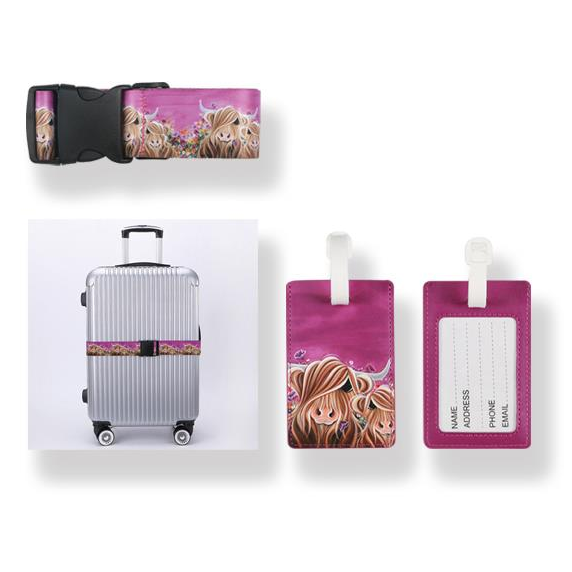 Fields of Love Highland Cow luggage strap