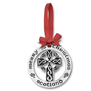 silver plated christmas decoration scottish celtic cross