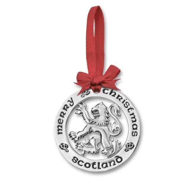 silver plated christmas decoration scottish lion