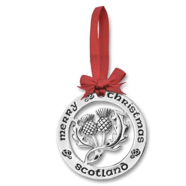 silver plated christmas decoration scottish thistle