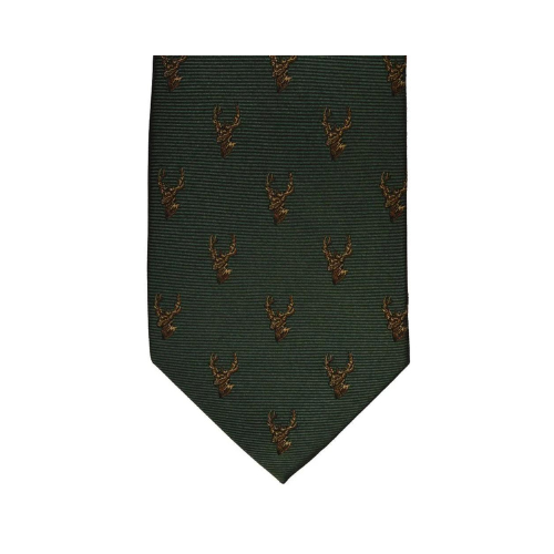 Stag Silk Tie Green