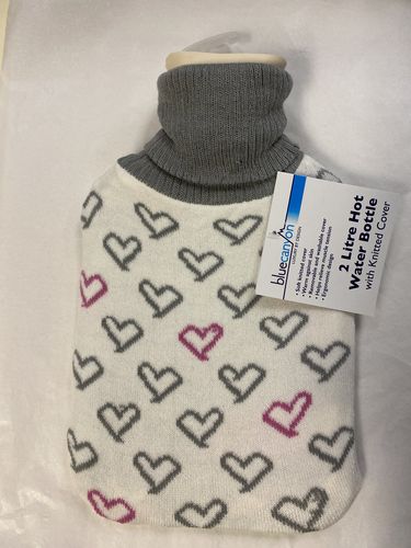 Heart Hot Water Bottle Warm with Knitted Cover