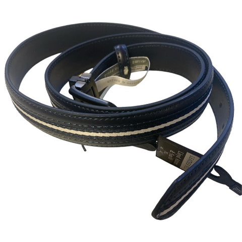 Coloured Leather Stripe Belt Navy XL