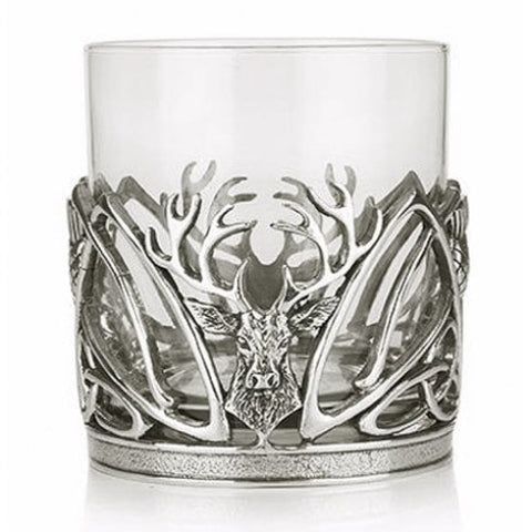AE Williams Stag & Scottish Thistle Pewter Whisky Tumbler Glass (WHISK03)
