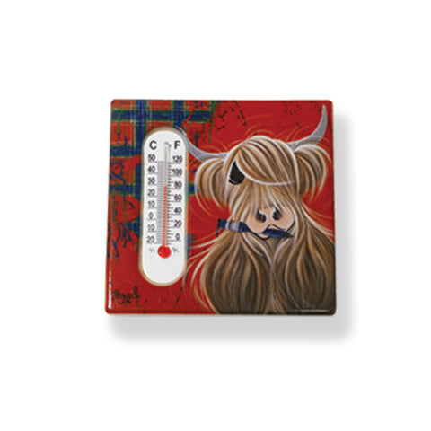 Magnet with Thermometer - Tartan Paint