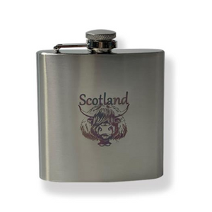 Hip Flask Highland cow 6oz Stainless Steel