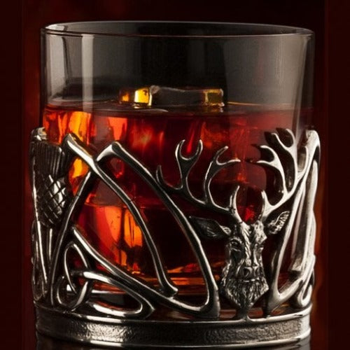 AE Williams Stag & Scottish Thistle Pewter Whisky Tumbler Glass (WHISK03)