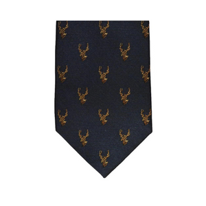 Stag Silk Tie Navy