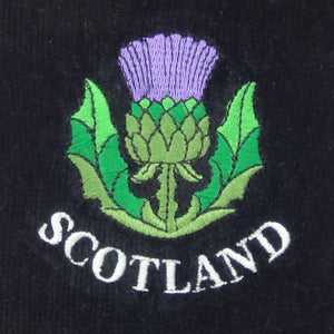 Embroidered Thistle Scotland Golf Towel - Black