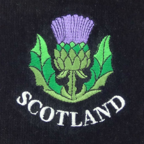 Embroidered Thistle Scotland Golf Towel - Black