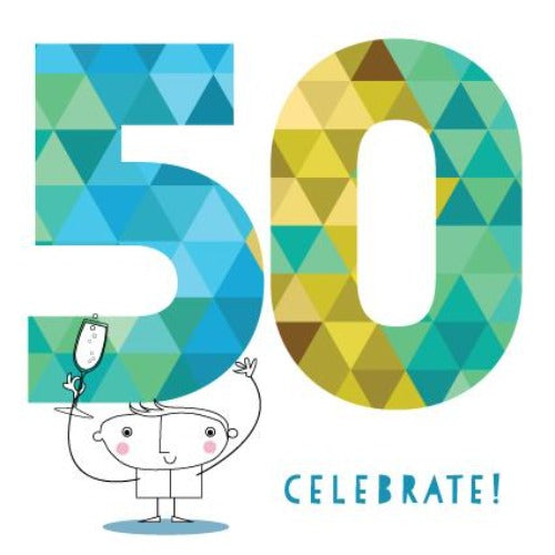 50 birthday card pink pig.2