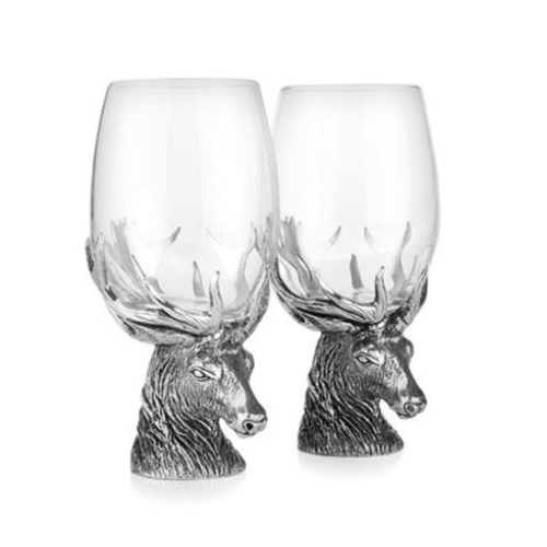 AE Williams Pair of Stag Wine Glasses