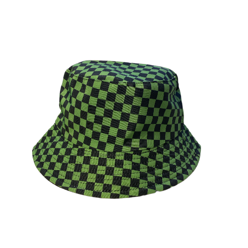 Green Checkered Reversable Bucket Hat