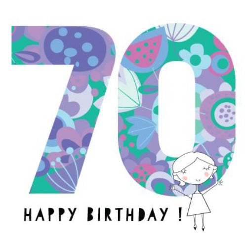 70 birthday card pink pig