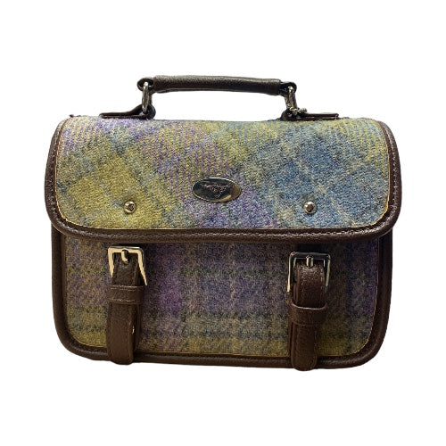 Harris Tweed 'Bervie' mini satchel in mute lilac and Green