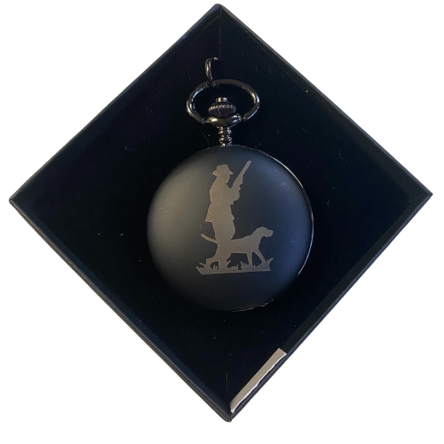 Huntsman Engraved Matt Black Pocket Watch