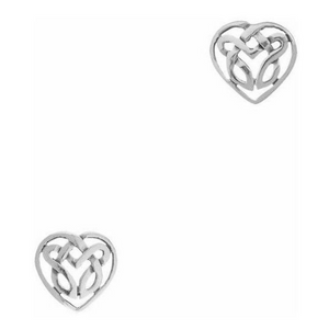 Celtic Knotwork Silver Heart Stud Earings Nuala 0866