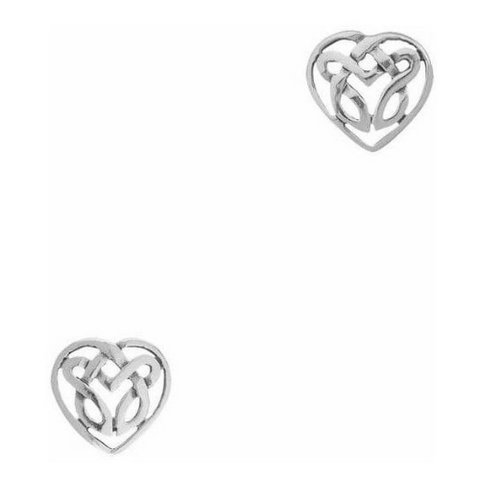 Celtic Knotwork Silver Heart Stud Earings Nuala 0866