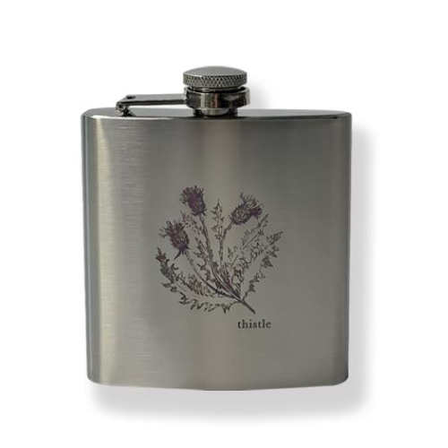 Hip Flask Thistle Couthie Scotland 6oz Stainless Steel