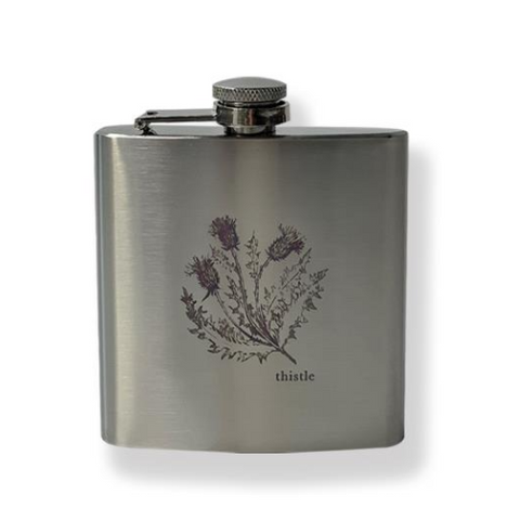 Hip Flask Thistle Couthie Scotland 6oz Stainless Steel