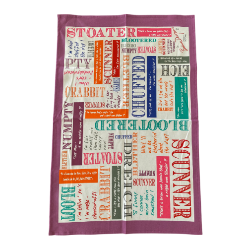 Scottish Words Dialect Multicolour Tea Towe