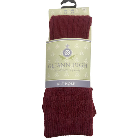 Mens Glenbeg Kilt Socks in Burgundy - Sizes 4-7