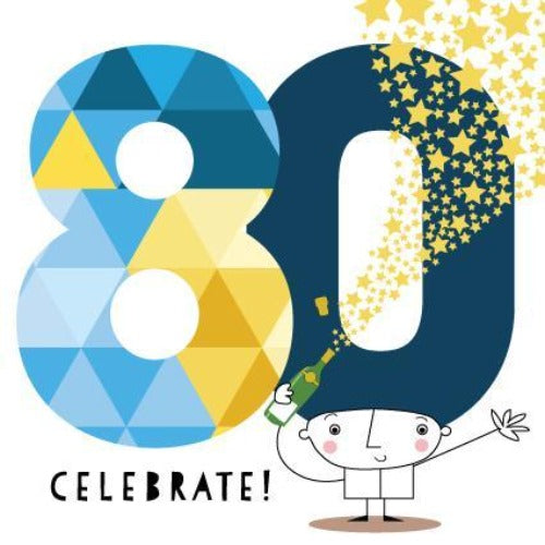 80 birthday card pink pig