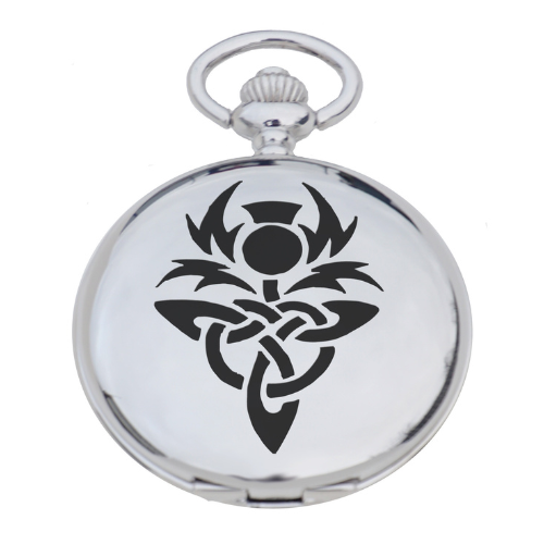 Celtic Thistle Engraved Pocket Watch PW-CT
