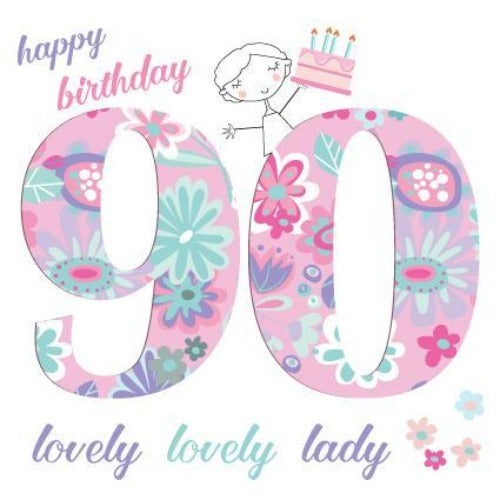 90 birthday card pink pig.2
