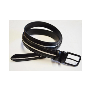 Coloured Leather Stripe Belt Black L