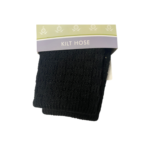 Mens Glenbeg Kilt Socks in Black - Sizes 4-7