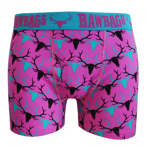 Bawbags Original Boxer Shorts - Pink Stag in 4 Sizes (M, L, XL, 2XL)