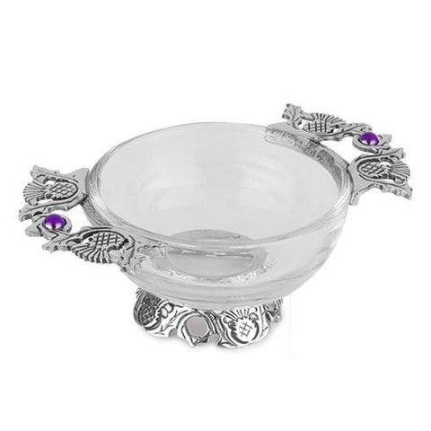 AE Williams Thistle Pewter Glass Quaich
