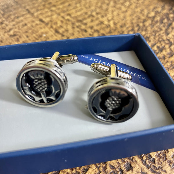 Round Thistle Polished Cufflinks KCL3P
