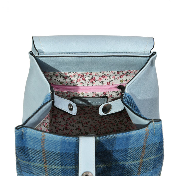 Harris Tweed Blue Tartan Backpack